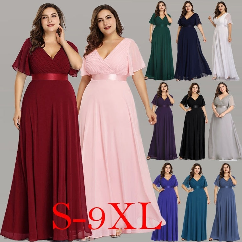 Elegant A Line V Neck Maxi Dresses