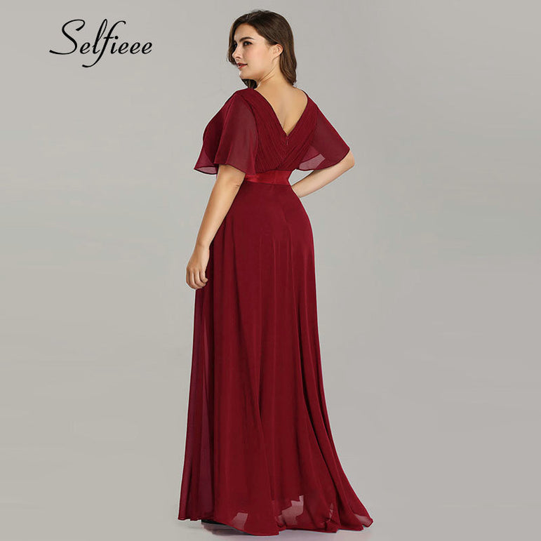 Elegant A Line V Neck Maxi Dresses