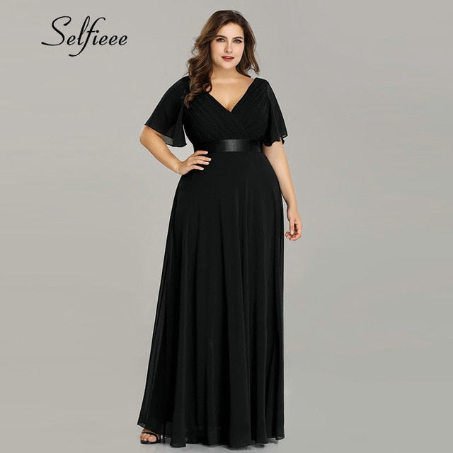 Elegant A Line V Neck Maxi Dresses