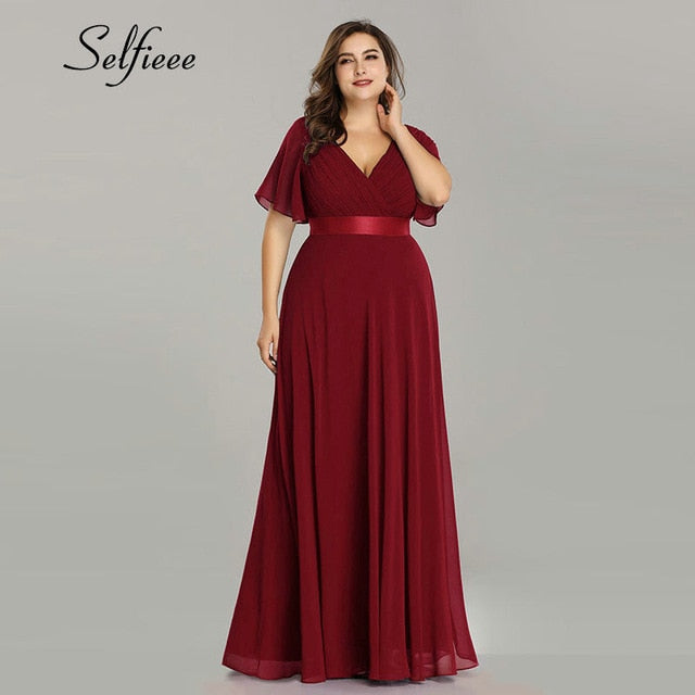 Elegant A Line V Neck Maxi Dresses