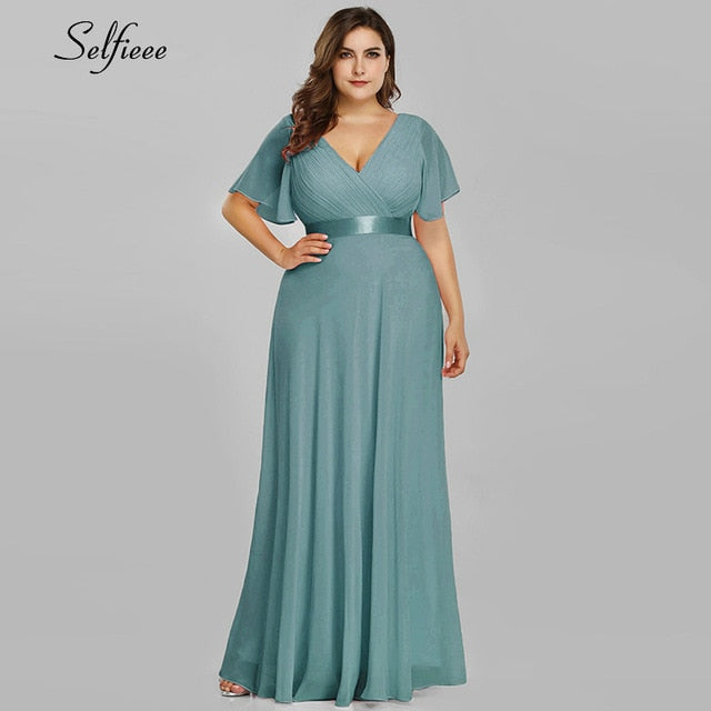 Elegant A Line V Neck Maxi Dresses