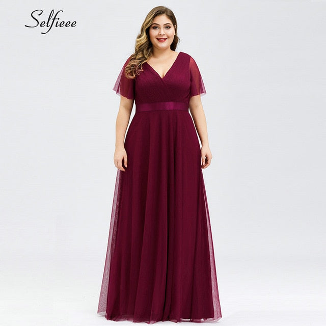 Elegant A Line V Neck Maxi Dresses