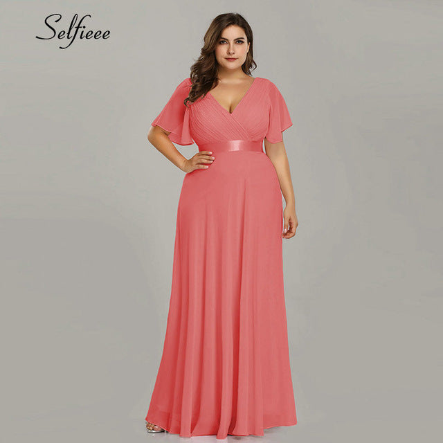 Elegant A Line V Neck Maxi Dresses