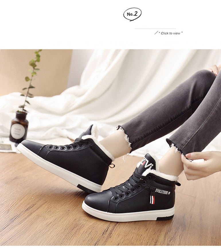 Women Ankle Warm PU Plush Winter Sneakers