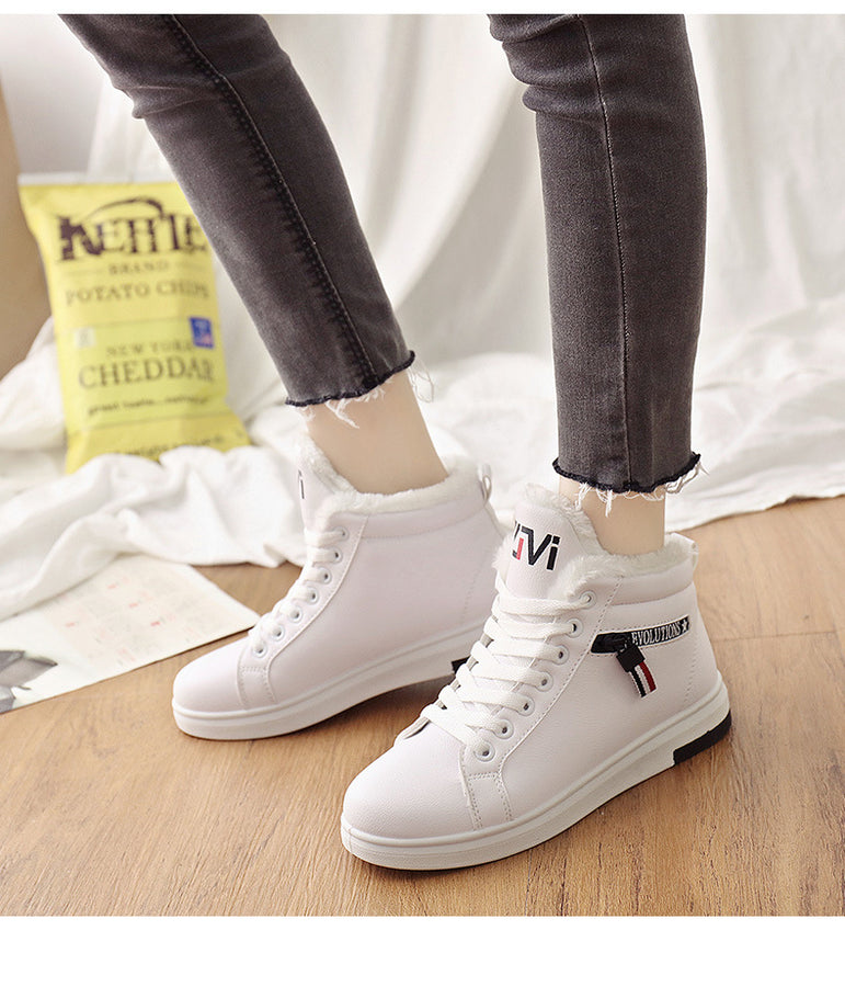 Women Ankle Warm PU Plush Winter Sneakers