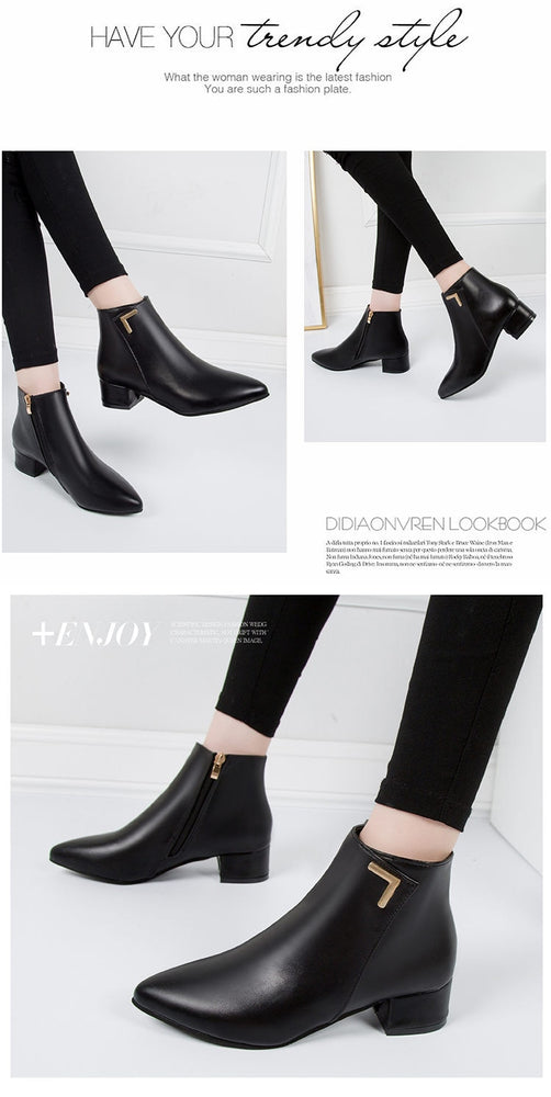 Casual Leather Heels Spring Shoes