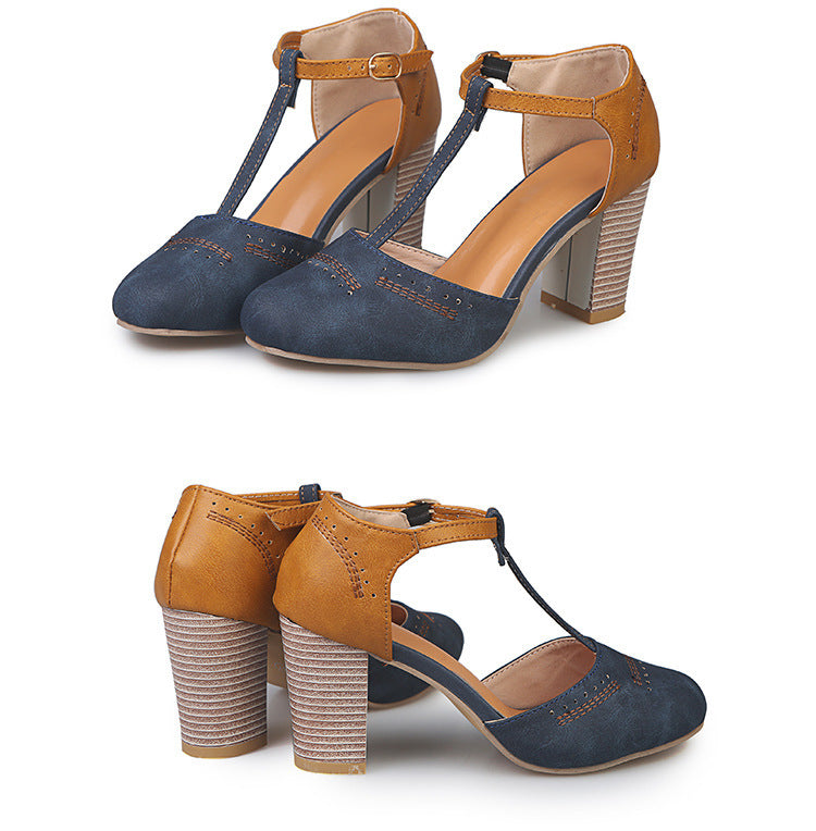 Square Ladies Platform Round Toe Shoes