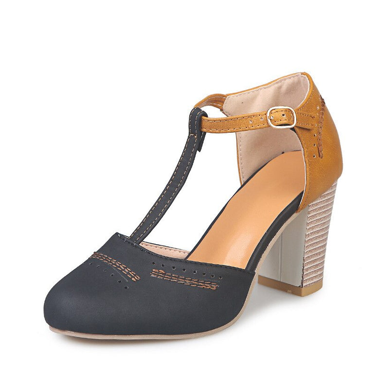 Square Ladies Platform Round Toe Shoes