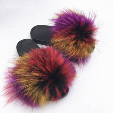 Hot Fur Women Fox Home Fluffy Sliders