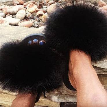 Hot Fur Women Fox Home Fluffy Sliders