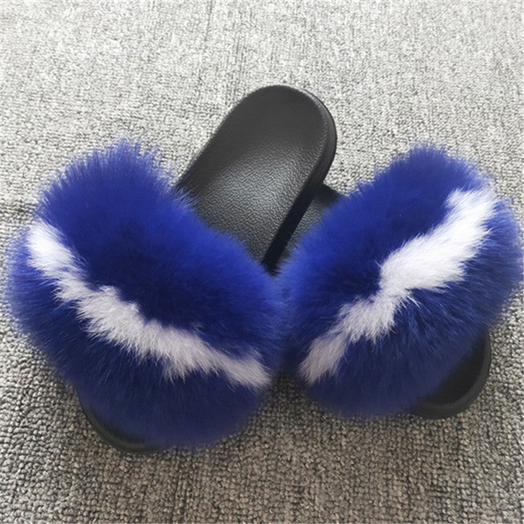 Hot Fur Women Fox Home Fluffy Sliders