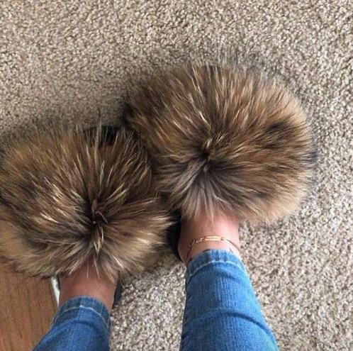 Hot Fur Women Fox Home Fluffy Sliders