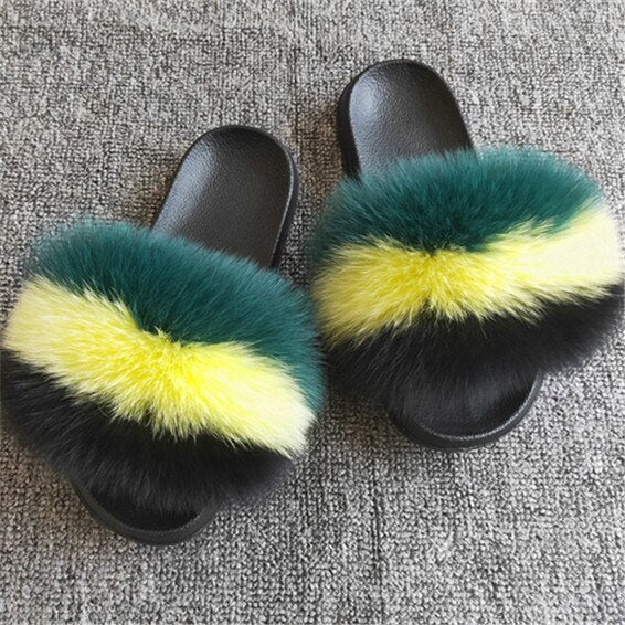 Hot Fur Women Fox Home Fluffy Sliders