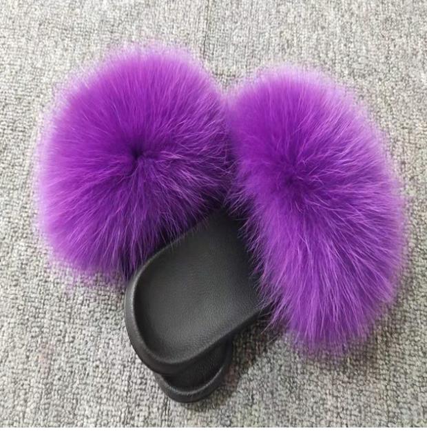 Hot Fur Women Fox Home Fluffy Sliders