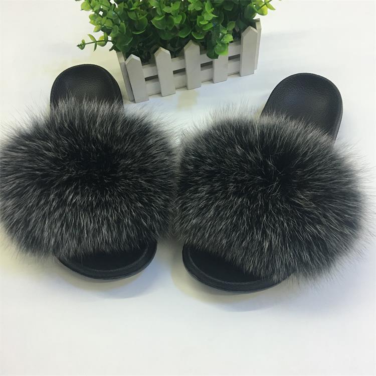 Hot Fur Women Fox Home Fluffy Sliders