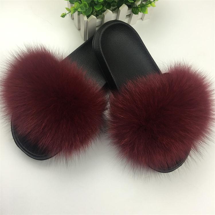 Hot Fur Women Fox Home Fluffy Sliders