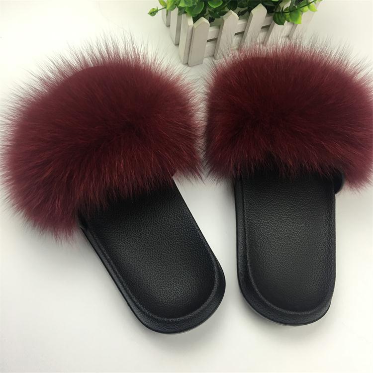 Hot Fur Women Fox Home Fluffy Sliders