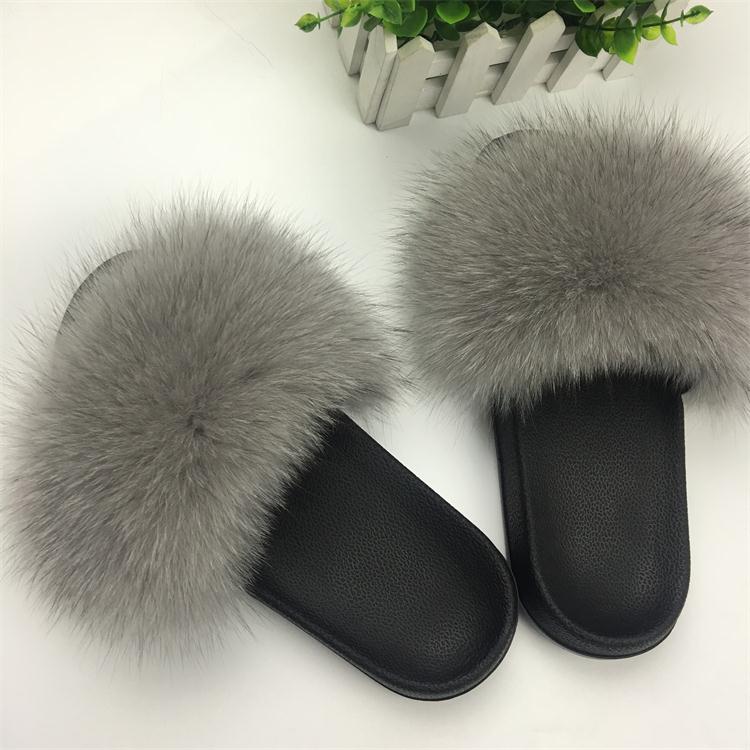 Hot Fur Women Fox Home Fluffy Sliders