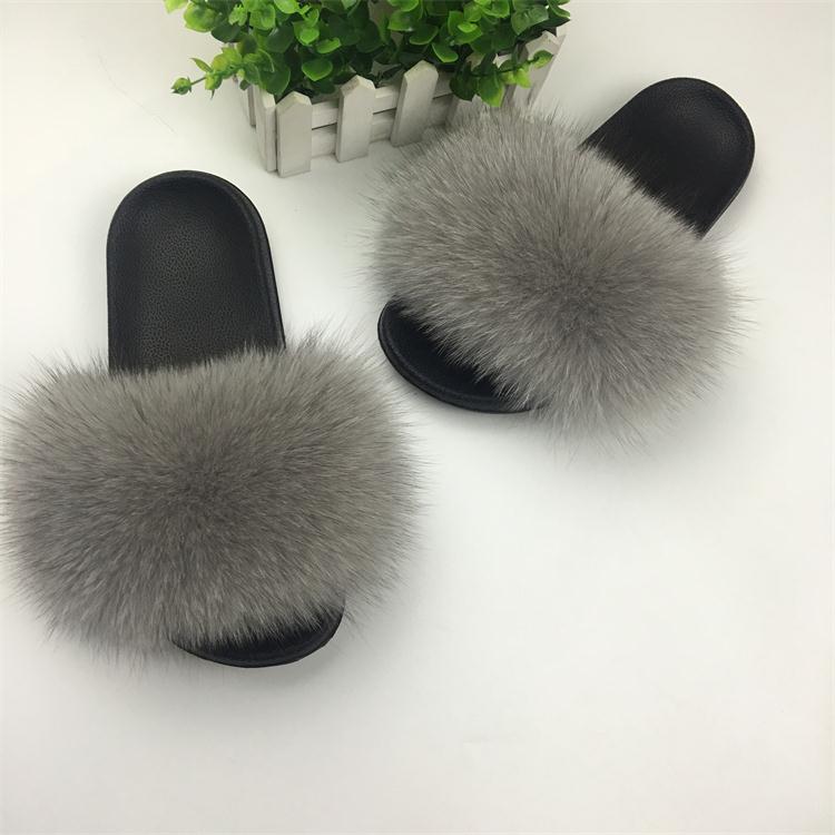 Hot Fur Women Fox Home Fluffy Sliders