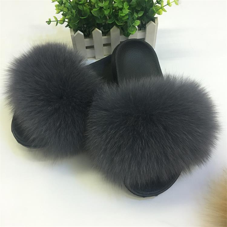 Hot Fur Women Fox Home Fluffy Sliders