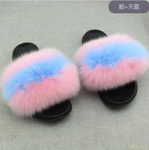 Cute Plush Fox Hair Fluffy Slippers