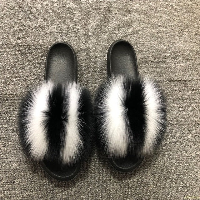 Cute Plush Fox Hair Fluffy Slippers