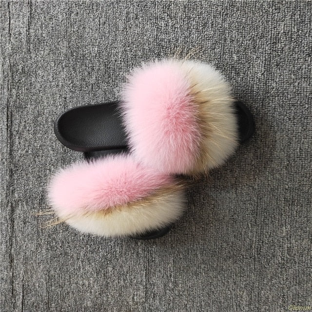 Cute Plush Fox Hair Fluffy Slippers