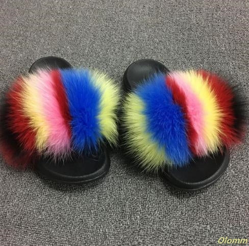 Cute Plush Fox Hair Fluffy Slippers