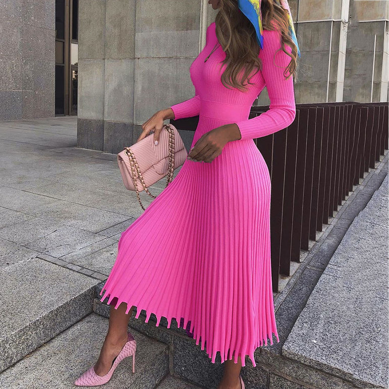 Elegant Party Pleated Midi Dress