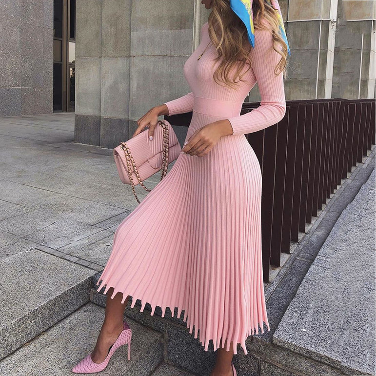 Elegant Party Pleated Midi Dress