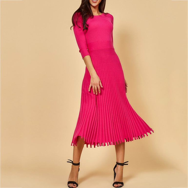 Elegant Party Pleated Midi Dress