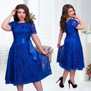 Lace Elegant Lady Short Sleeve Casual Dress