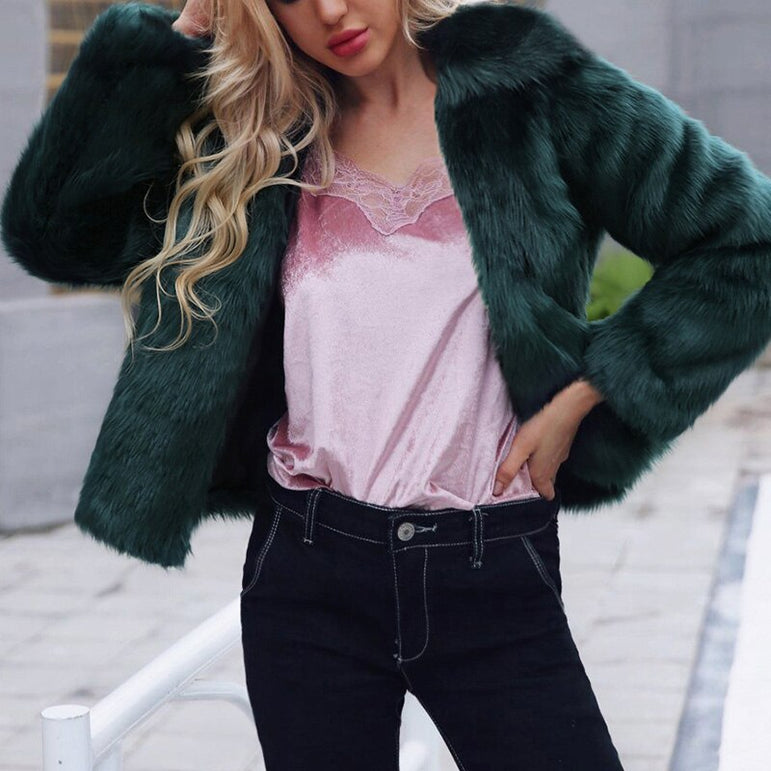 Leopard Faux Fur Coat Women Jacket