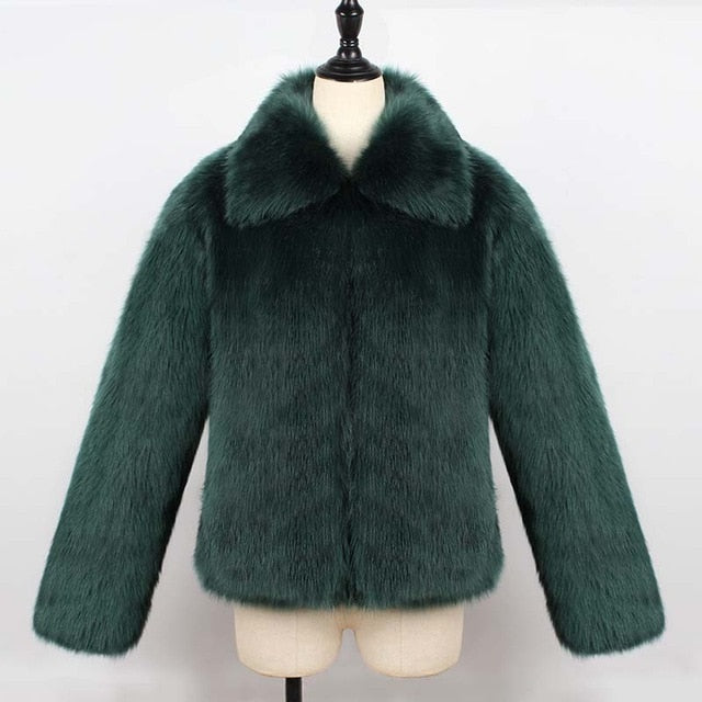 Leopard Faux Fur Coat Women Jacket