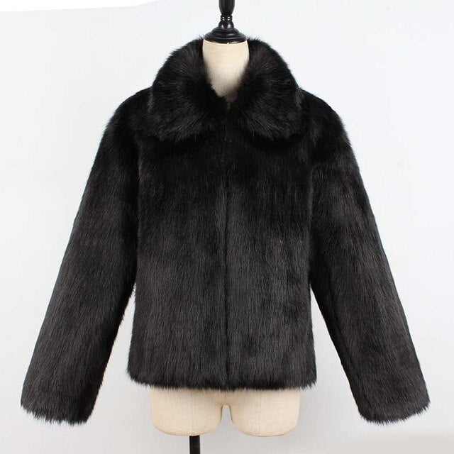 Leopard Faux Fur Coat Women Jacket