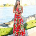 Tropical Jungle Leaf Boho Long Dress