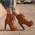 Cute Platform High Heels Female Lace Up Boot