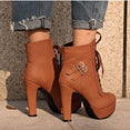 Cute Platform High Heels Female Lace Up Boot