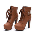 Cute Platform High Heels Female Lace Up Boot