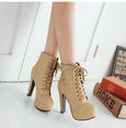 Cute Platform High Heels Female Lace Up Boot