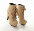 Cute Platform High Heels Female Lace Up Boot