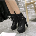 Cute Platform High Heels Female Lace Up Boot