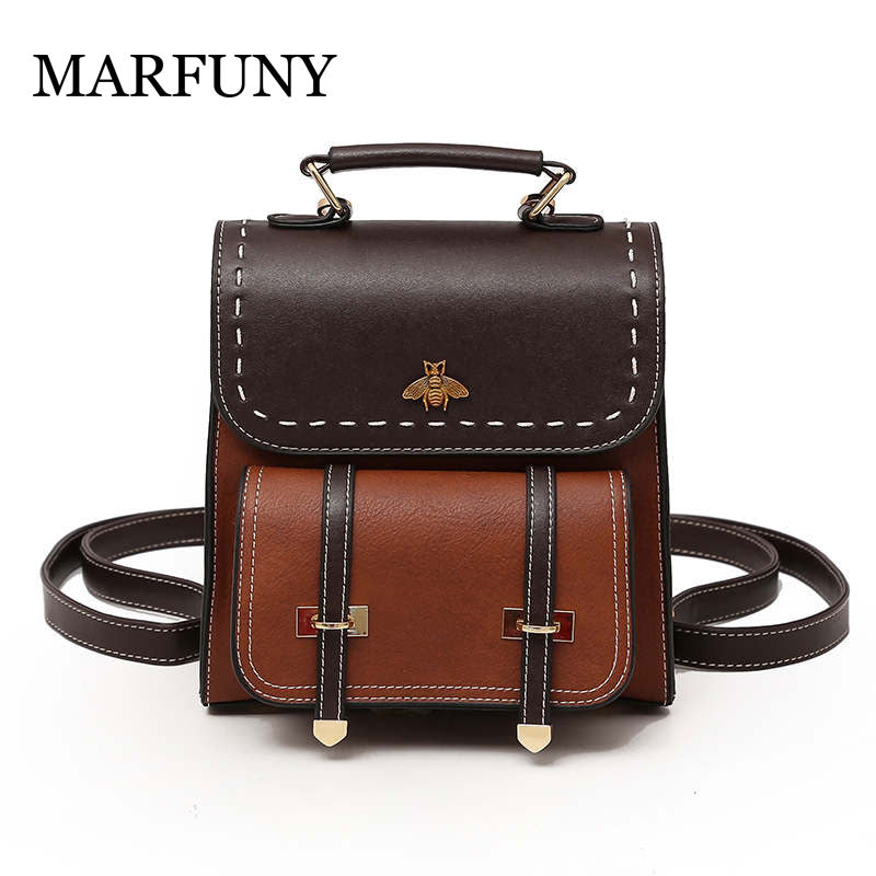 Vintage Pu Leather Women Backpack