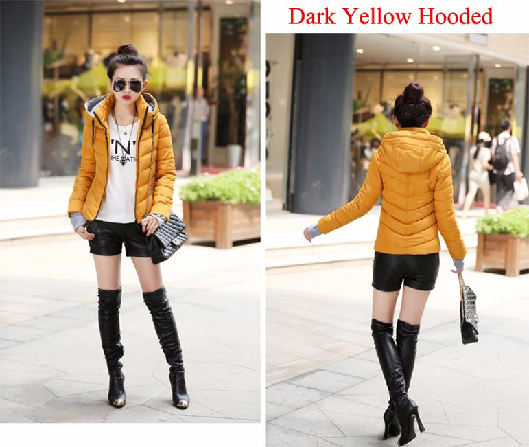 Parkas Thicken Outerwear Solid Hooded Coats