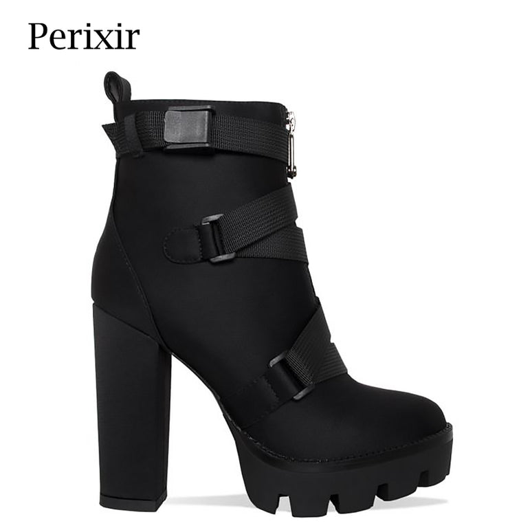 Thick Heel Platform Ladies Worker Boots