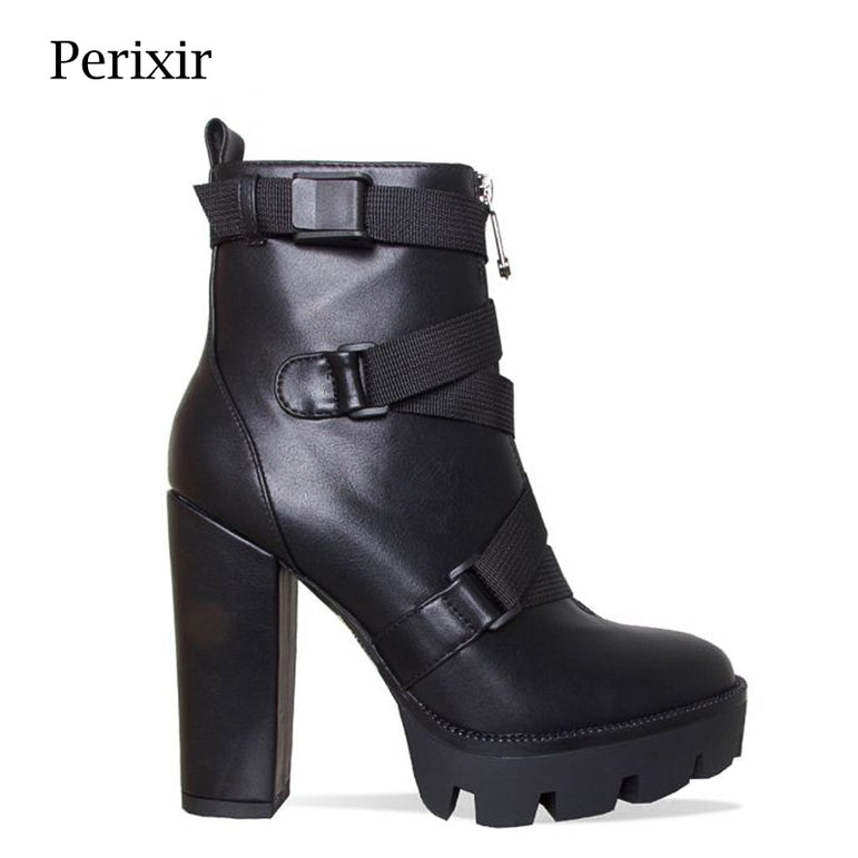 Thick Heel Platform Ladies Worker Boots