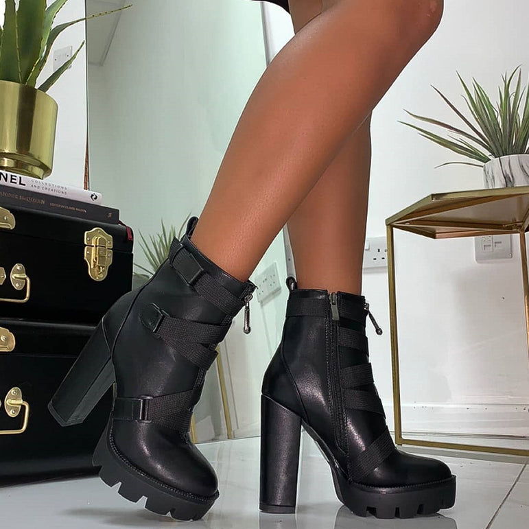 Thick Heel Platform Ladies Worker Boots