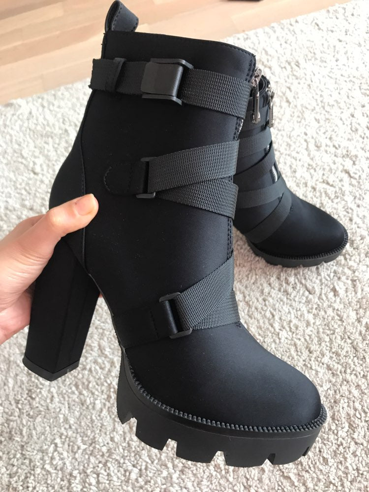 Thick Heel Platform Ladies Worker Boots