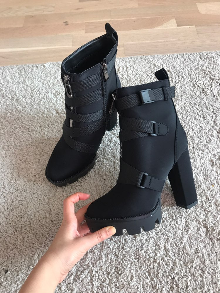 Thick Heel Platform Ladies Worker Boots