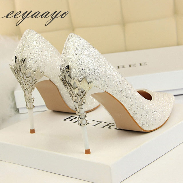 Spring Pointed Toe Metal High Heels